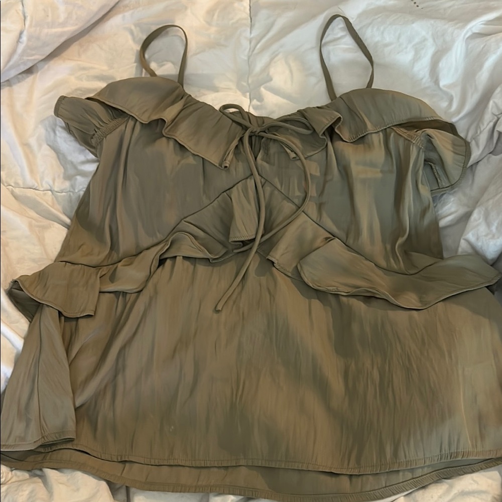 Universal Thread Green Ruffled Tie Front Camisole